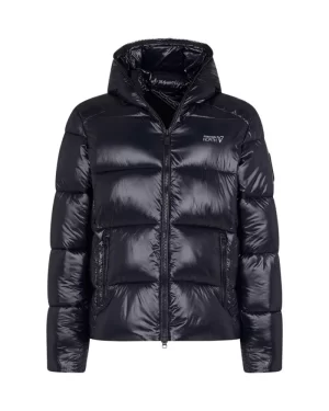 Men’s Hooded Bubble Jacket – Shiny Black
